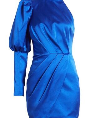 Lavish Alice Royal Blue One-Shoulder Long Sleeve Dress